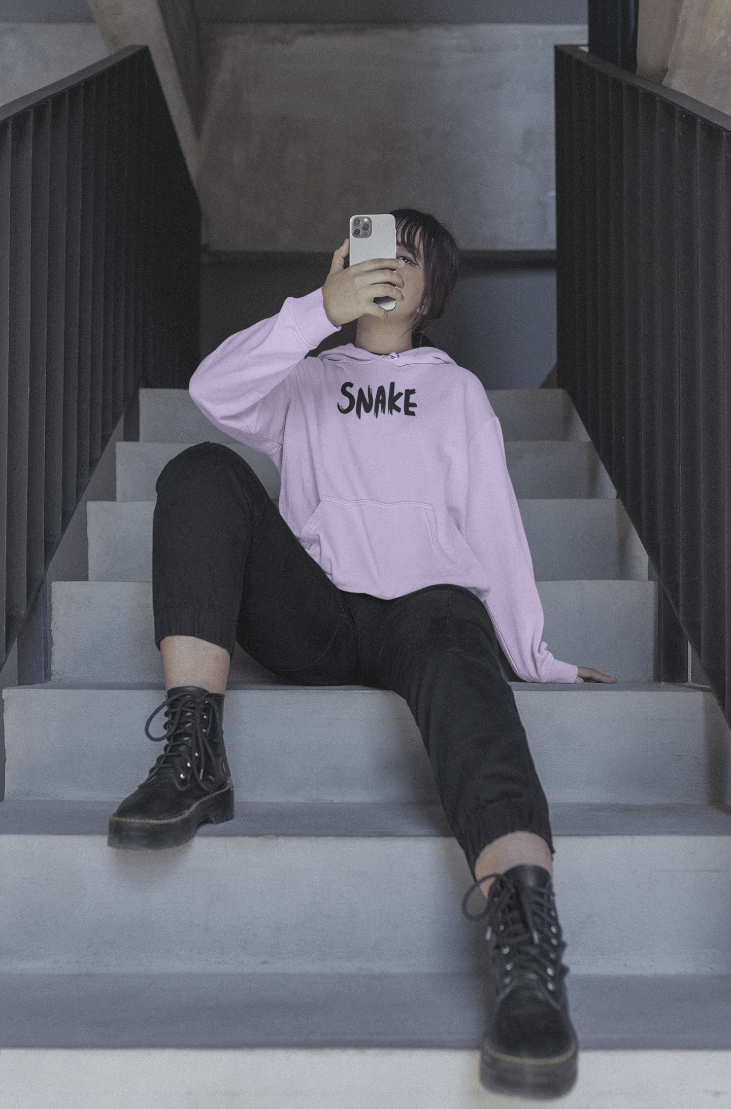 Snake Graphic Lavender Oversized Hoodie