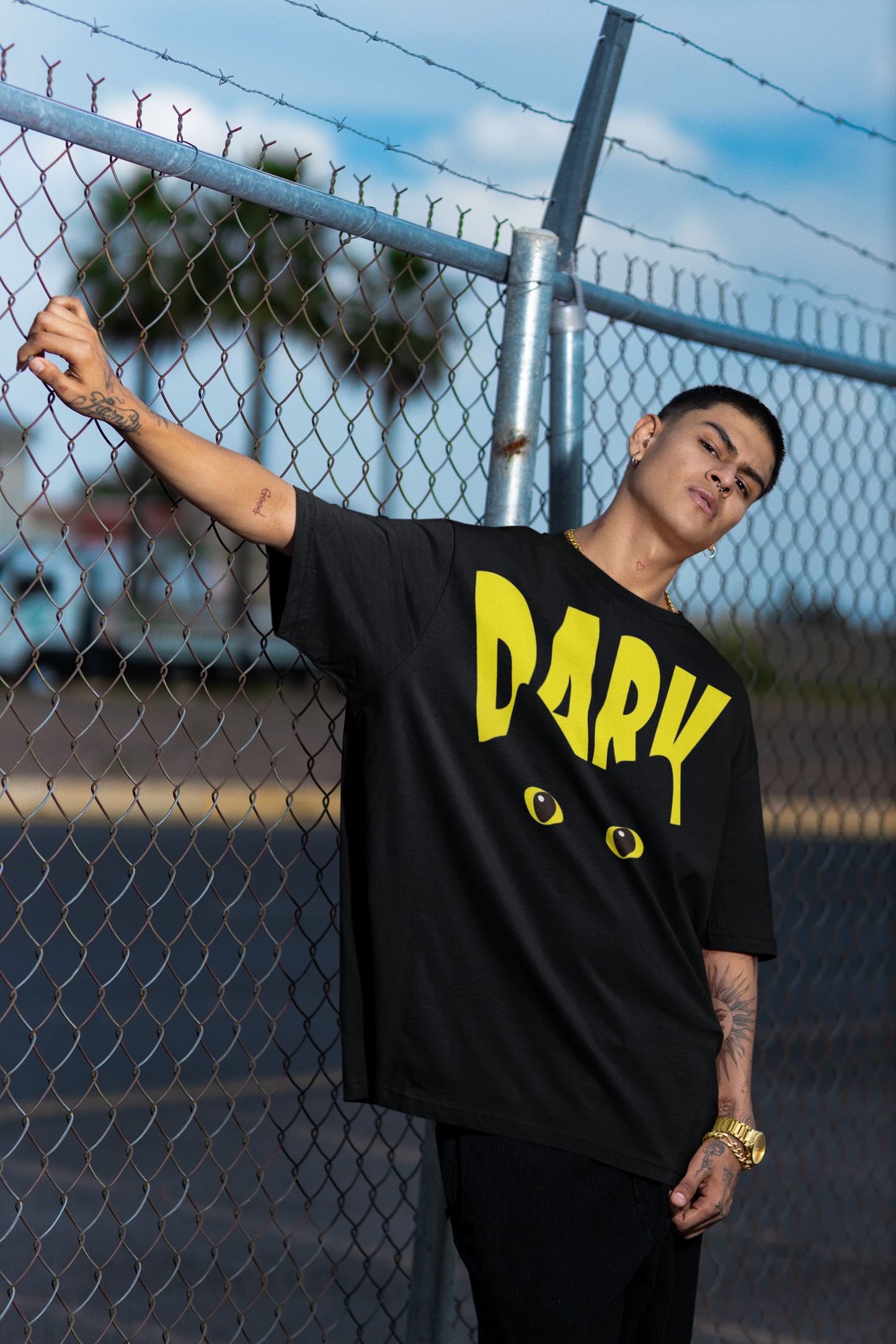 The Hanging Monkey Original Black Oversized Dark Dope Mushroom Typography Printed Tshirt