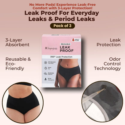 Leak Proof Underwear For Regular Everyday Leaks & Period Leaks - Pack Of 3