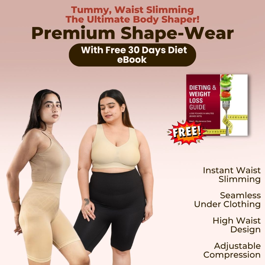 Shapeu High Waist Tummy Shaping Shorts - With FREE 30 Day Personalised Diet & Exercise Routine eBook