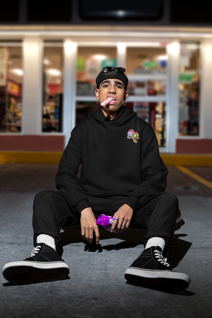 Zombie Head Graphic Black Oversized Hoodie