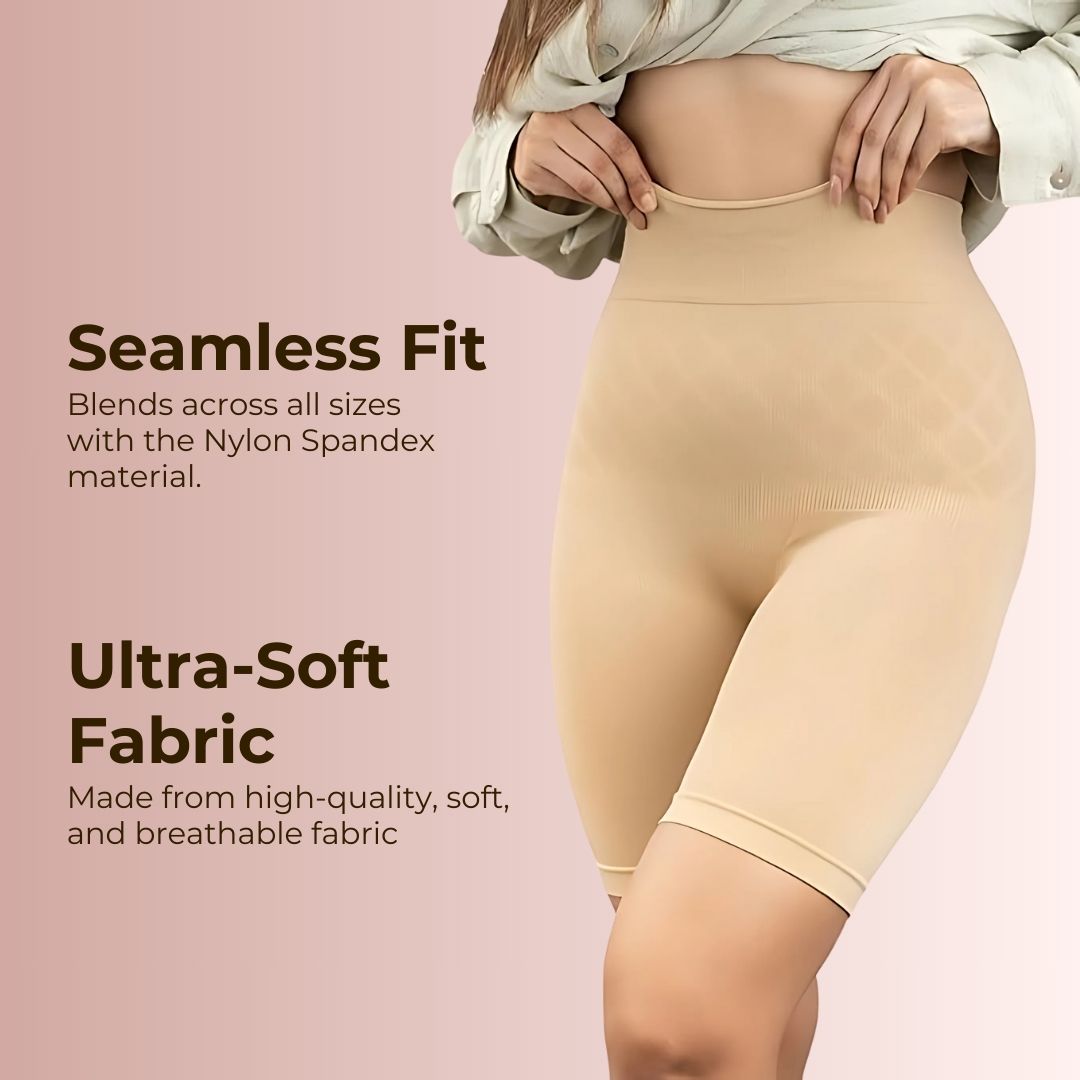 Shapeu High Waist Tummy Shaping Shorts - Pack Of 2 With FREE 30 Day Personalised Diet & Exercise Routine eBook