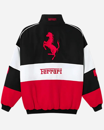 Tri-Colour Ferrari F1 Vintage Racer Jacket | Classic Racing Style l Unisex
