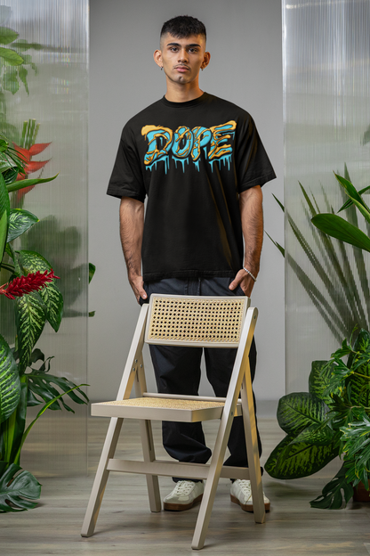 The Hanging Monkey Original Black Oversized Dark Dope Mushroom Typography Printed Tshirt