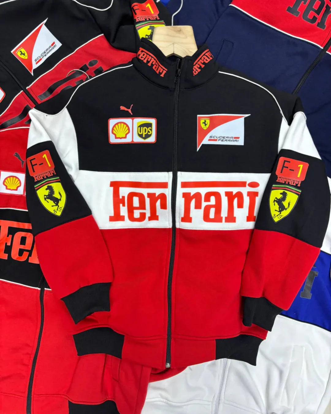 Tri-Colour Ferrari F1 Vintage Racer Jacket | Classic Racing Style l Unisex